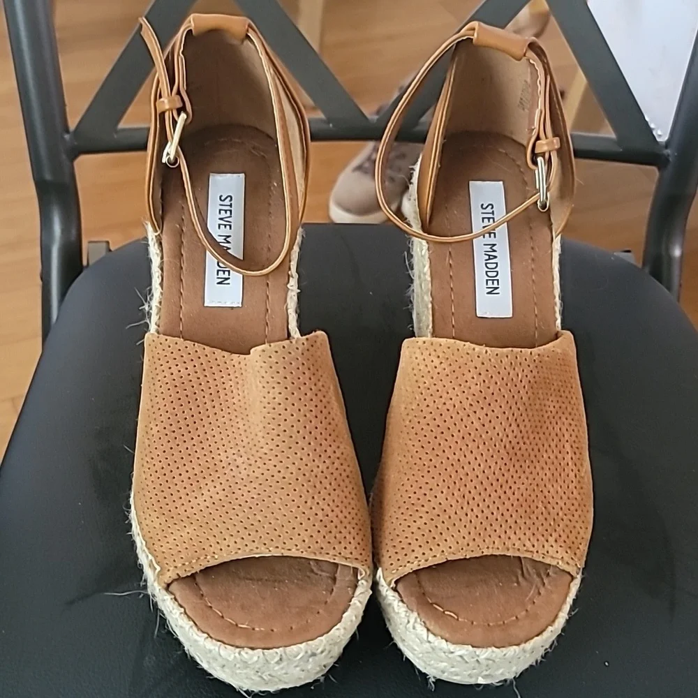 Steve Madden Espadrilles Platform Wedge Heel Sandals SZ 9